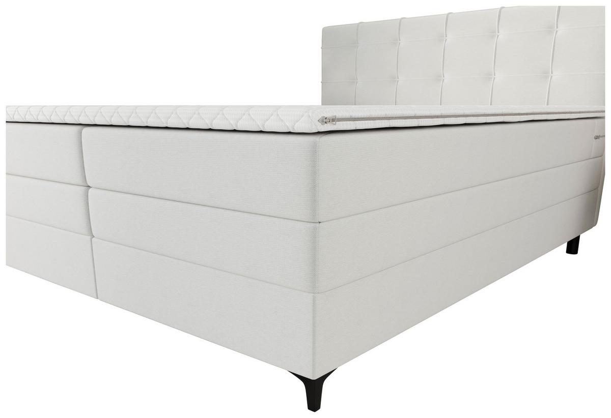 Boxspringbett Mitto mit Topper 180x200 cm - Schwarz/Grau, KONVENTIONELL, Textil/Metall (180/200cm)