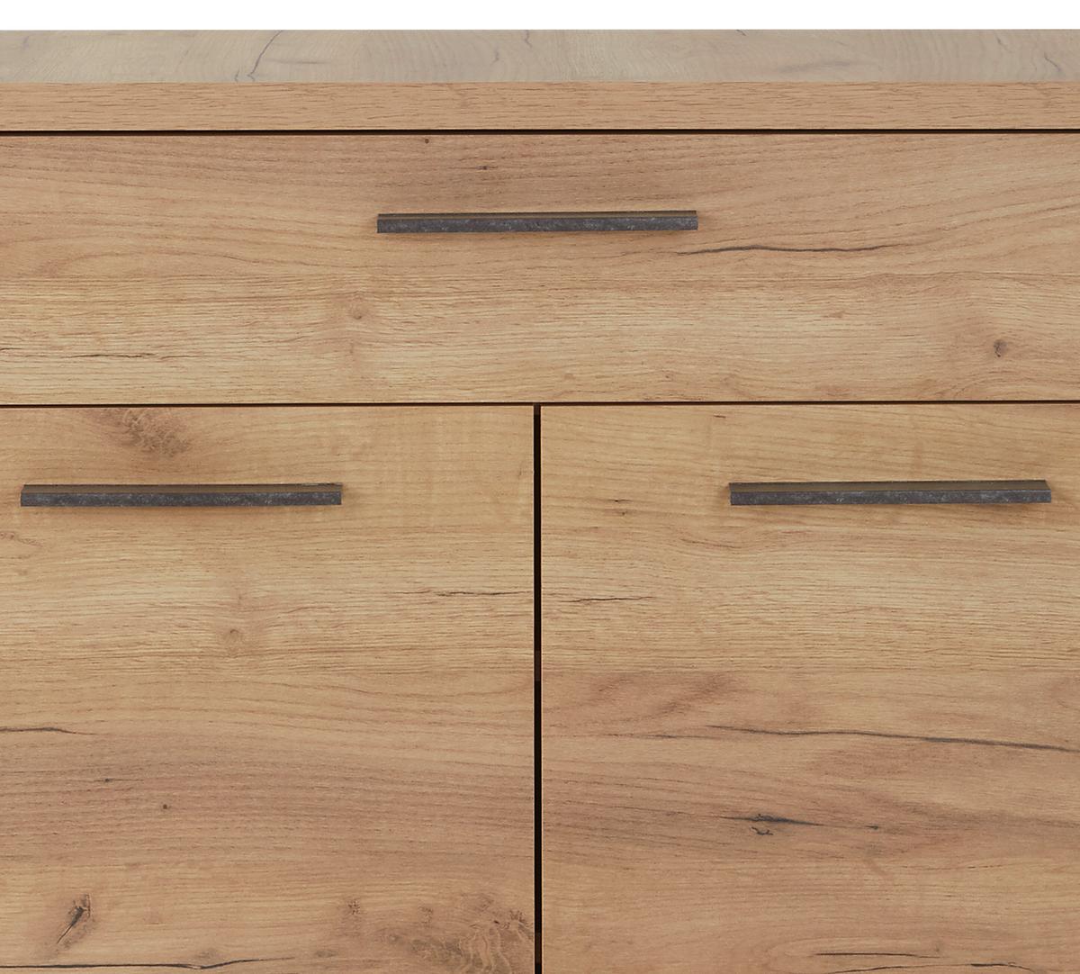Kommode 84 Cm Fontana Eiche Dekor - Eichefarben/Schwarz, MODERN, Holzwerkstoff (84/90/32cm)