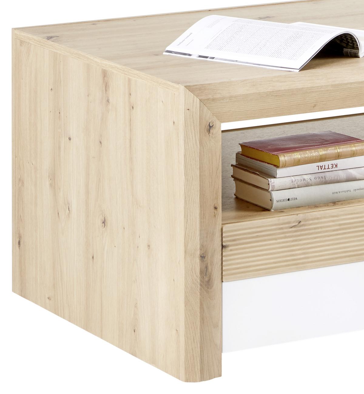 KONFERENČNÝ STOLÍK KASHMIR NEW - biela/farba duba, Modern, kompozitné drevo (100/50/69cm) - James Wood