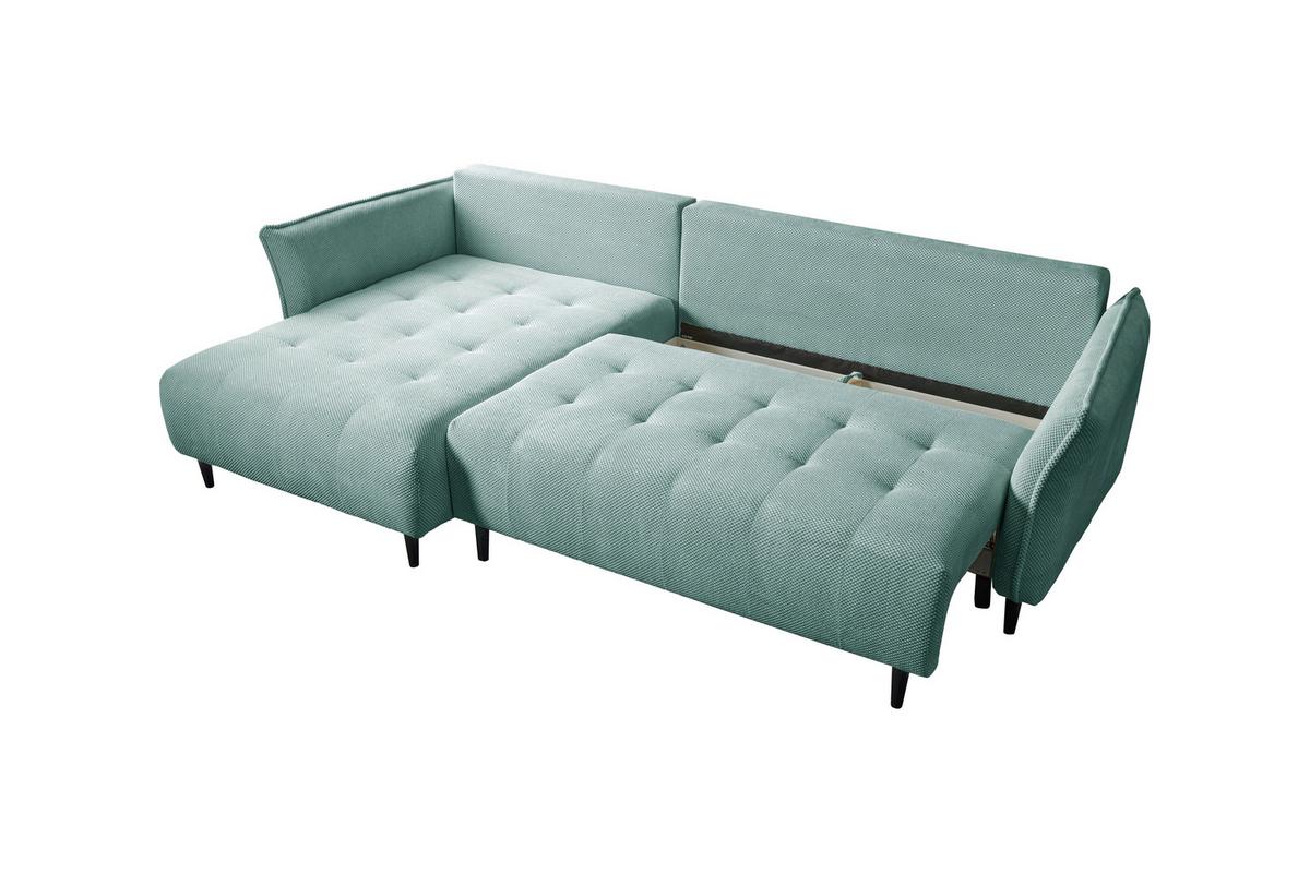 Ecksofa Monte Carlo Mintgrün S: 160x290 Cm - Schwarz/Mintgrün, Trend, Holz/Holzwerkstoff (160/290cm)