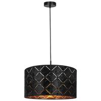 Hängeleuchte Lorena H: 120 cm 1-Flammig Samtlook - Schwarz, ROMANTIK / LANDHAUS, Textil/Metall (38/120cm) - James Wood