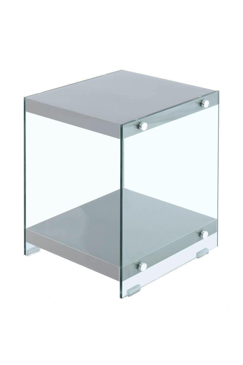 Beistelltisch mit Ablage Elementary Grau - Klar/Grau, Basics, Glas/Holzwerkstoff (35/35/45cm) - Kayoom
