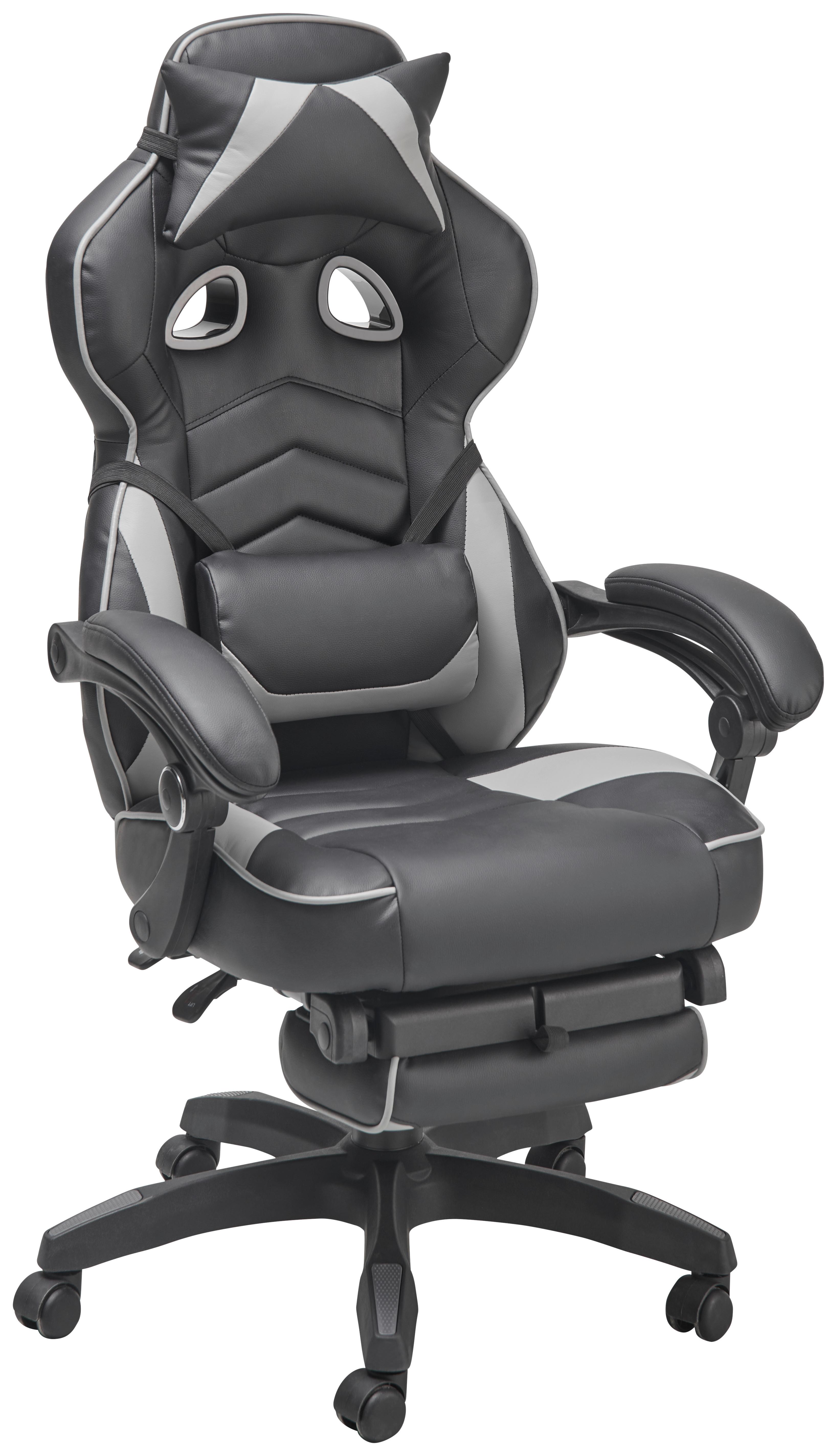Gamingstuhl Yaira - Schwarz/Grau, LIFESTYLE, Holz/Kunststoff (68,5/116-124/65cm) - Livetastic