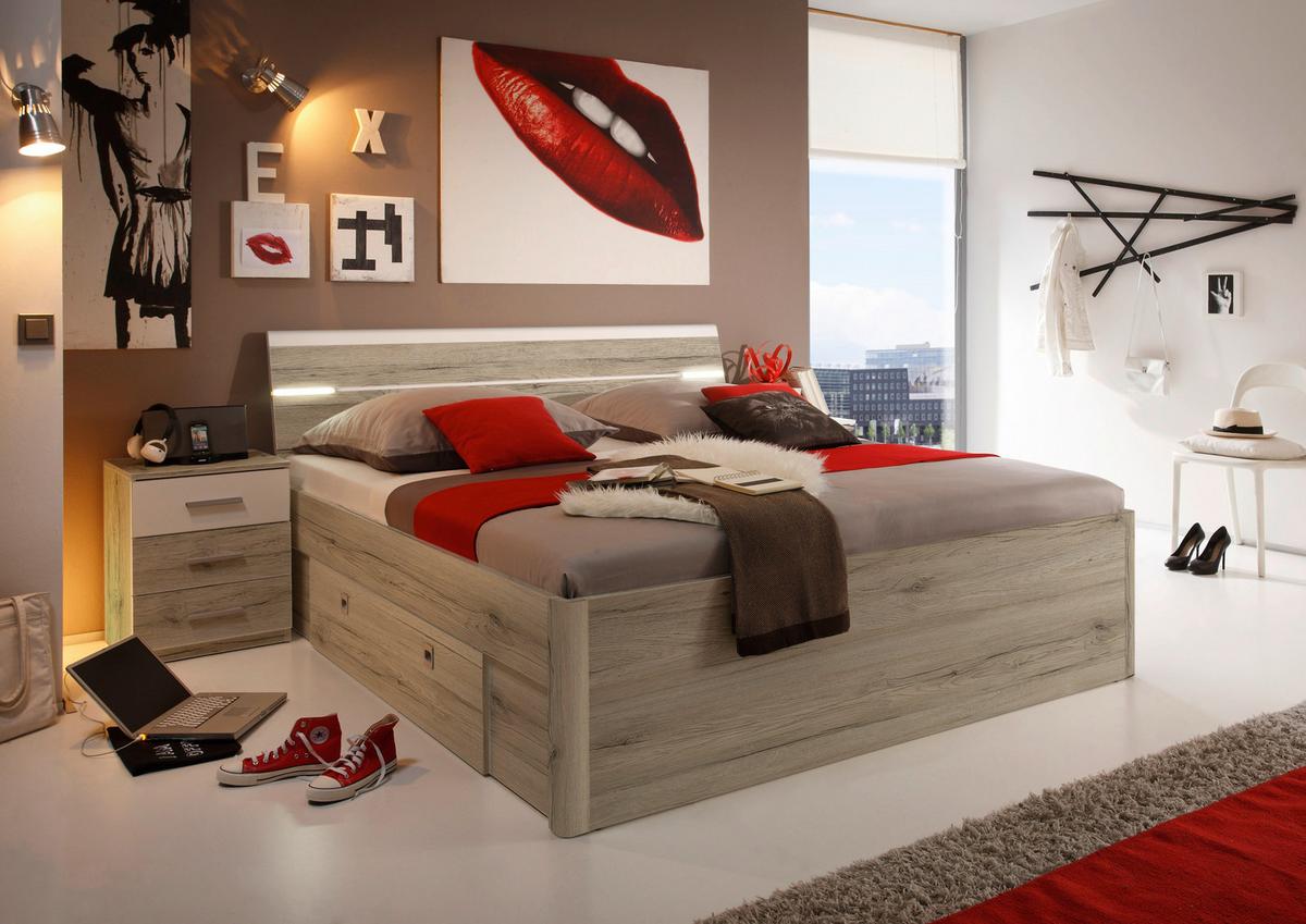 Ágykeret Mars 160/200 Cm - tölgyfa színű/fehér, Modern, faalapú anyag (160/200cm)