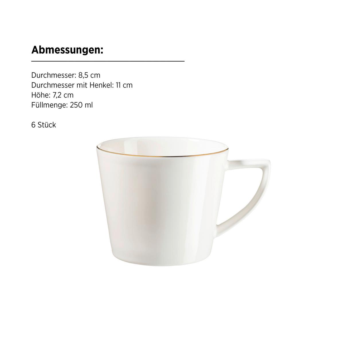 Kaffeeservice Sita Weiß/Goldfarben, 18-teilig - Goldfarben/Weiß, Trend, Keramik - Mäser
