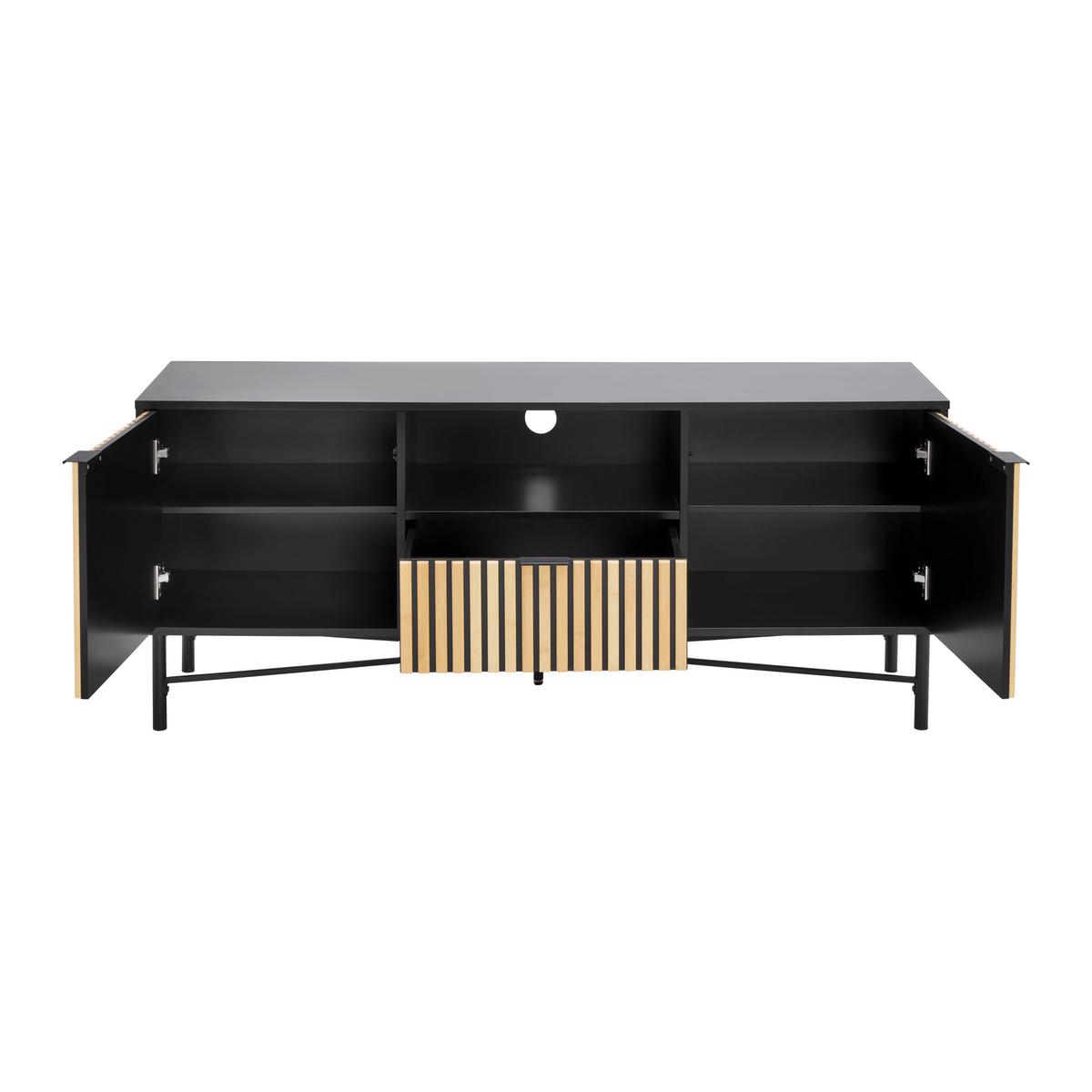 NÍZKÁ KOMODA MADRID -EXKLUSIV- - černá/přírodní barvy, Moderní, kov/dřevo (143/60/40cm) - Mömax