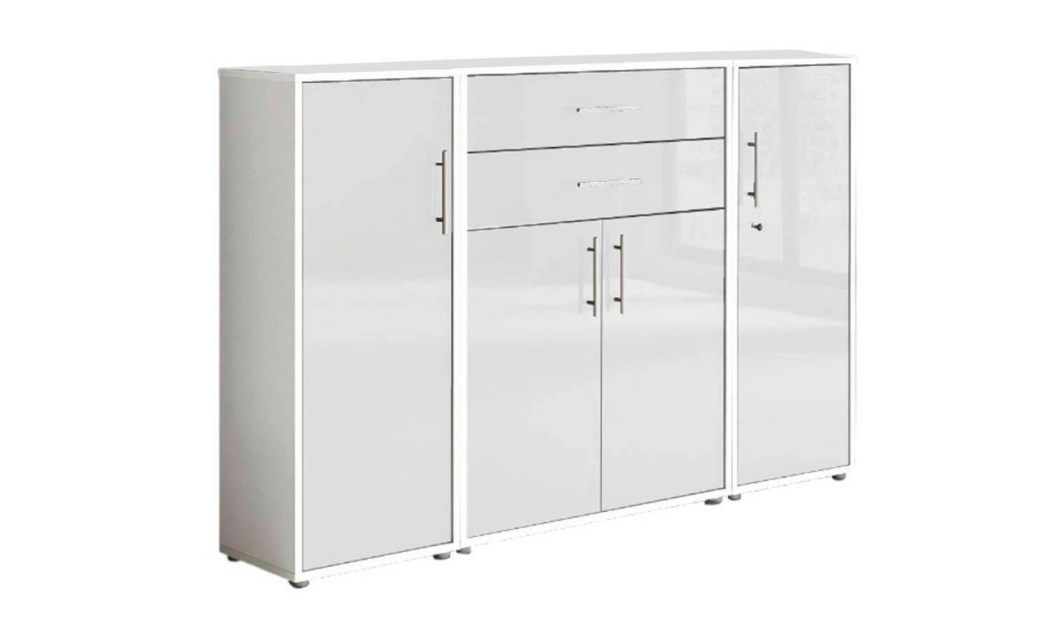 Aktenschrank Office Edition Weiß Hochglanz, B: 172,6 cm