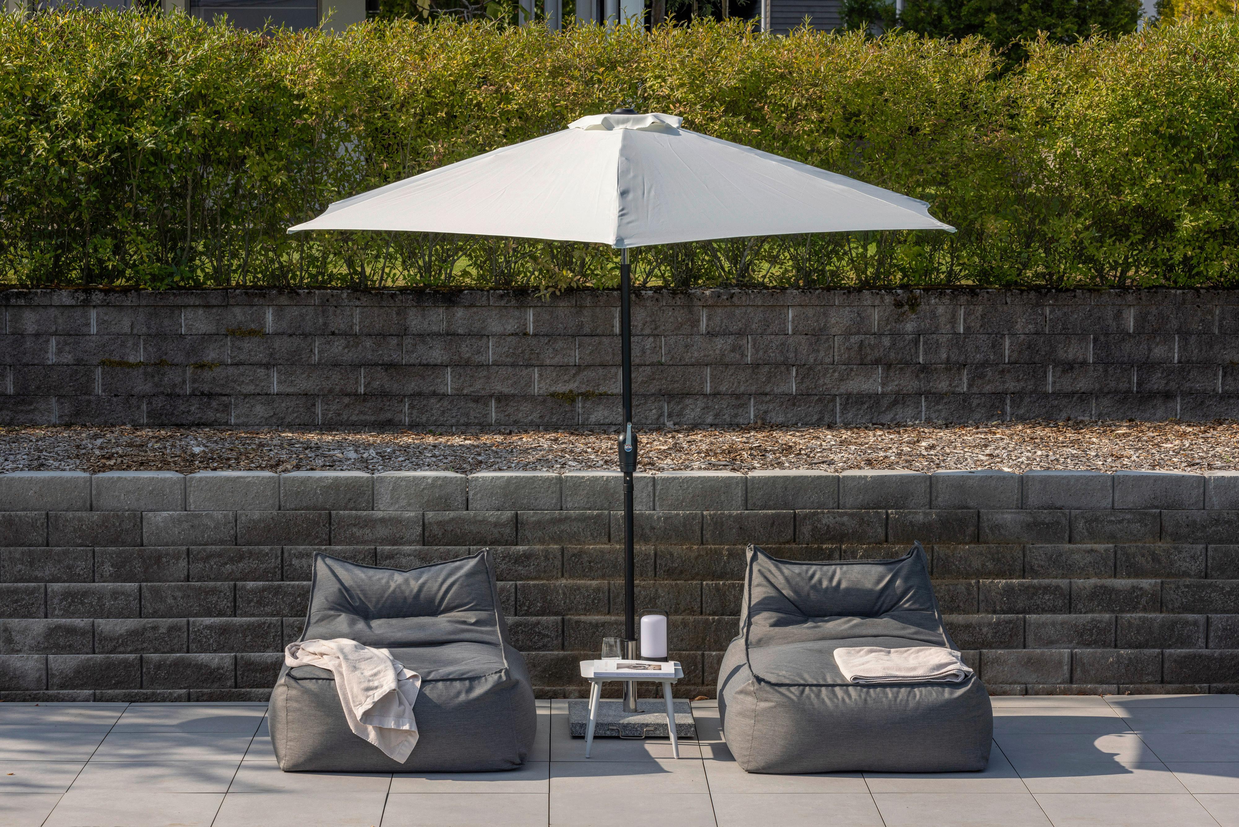 Sonnenschirm Leeds DM: 300cm H: 243cm Weiß - Ecru/Grau, KONVENTIONELL, Textil/Metall (300/300cm) - Gardenson