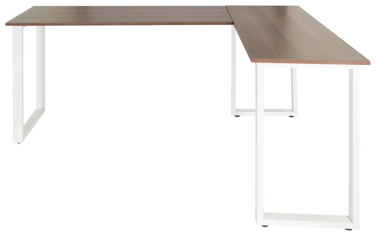 Eckschreibtisch B: 120 Cm Workspace Basic - Walnussfarben/Weiß, Basics, Holzwerkstoff/Metall (165/120/75cm) - MID.YOU