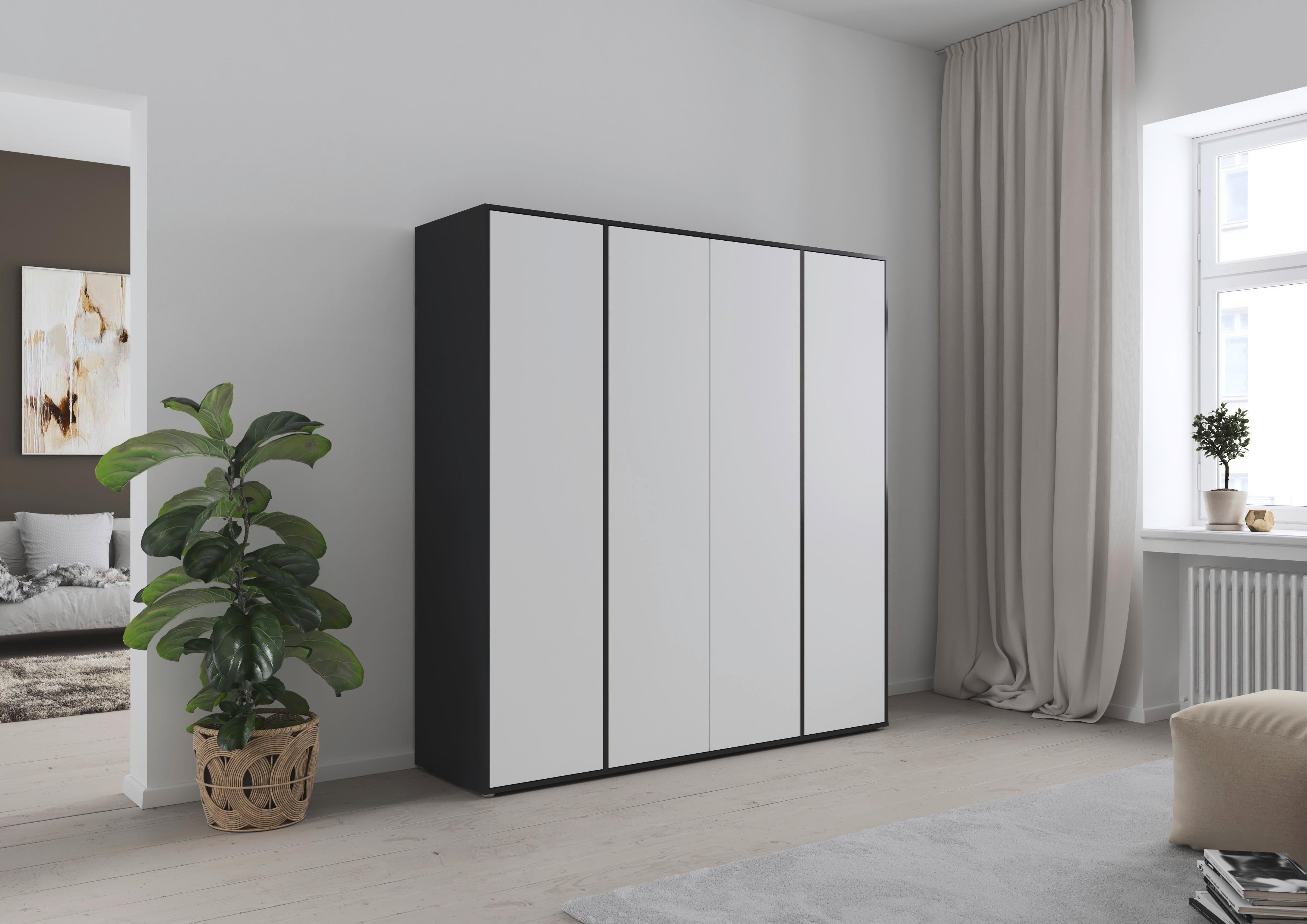 Drehtürenschrank Nabila Grau Weiß B: 187 cm - Weiß/Grau, MODERN, Holzwerkstoff (187/194/53cm) - Rauch Möbel