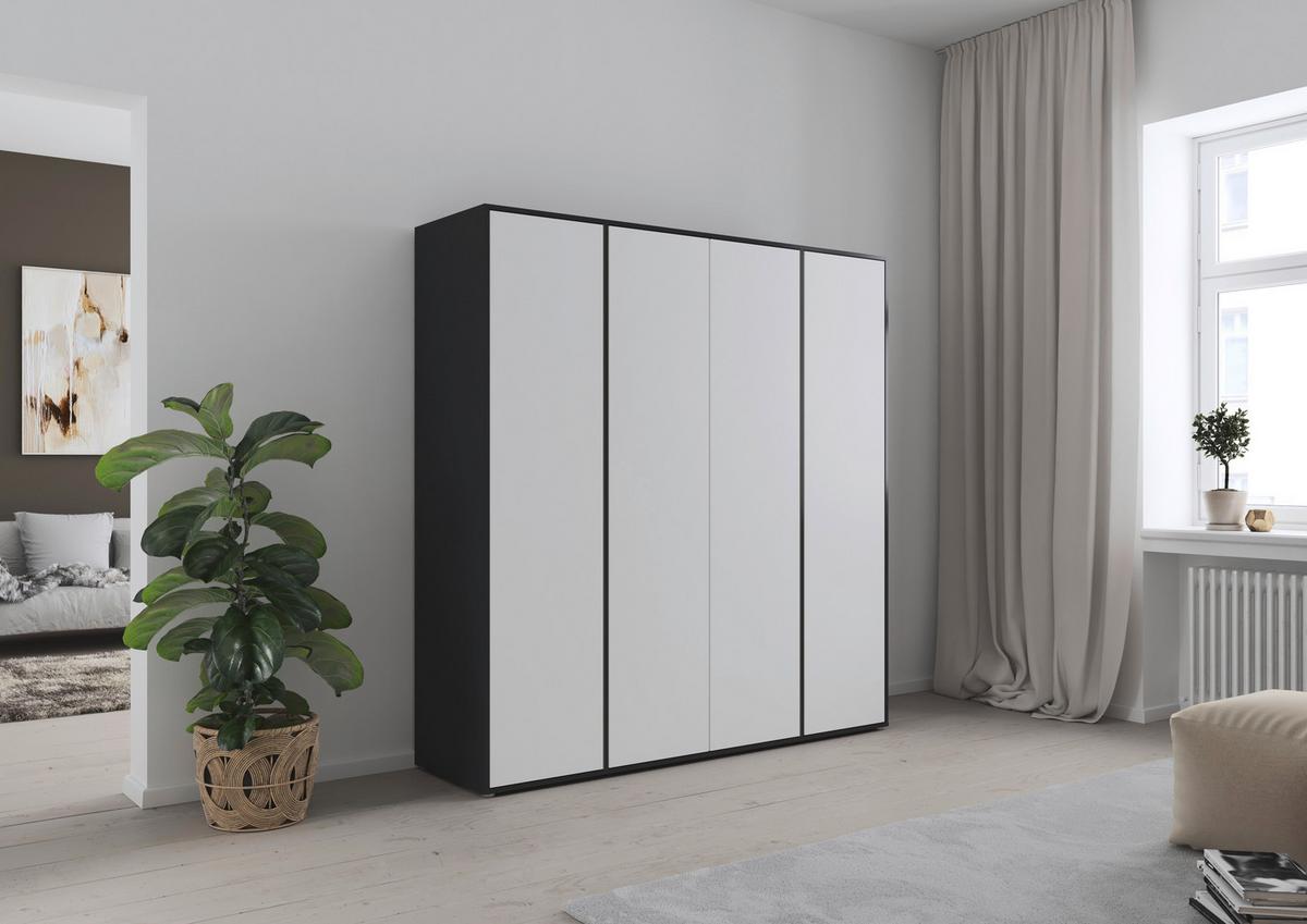 Drehtürenschrank Nabila Grau Weiß B: 187 cm - Weiß/Grau, MODERN, Holzwerkstoff (187/194/53cm) - Rauch Möbel