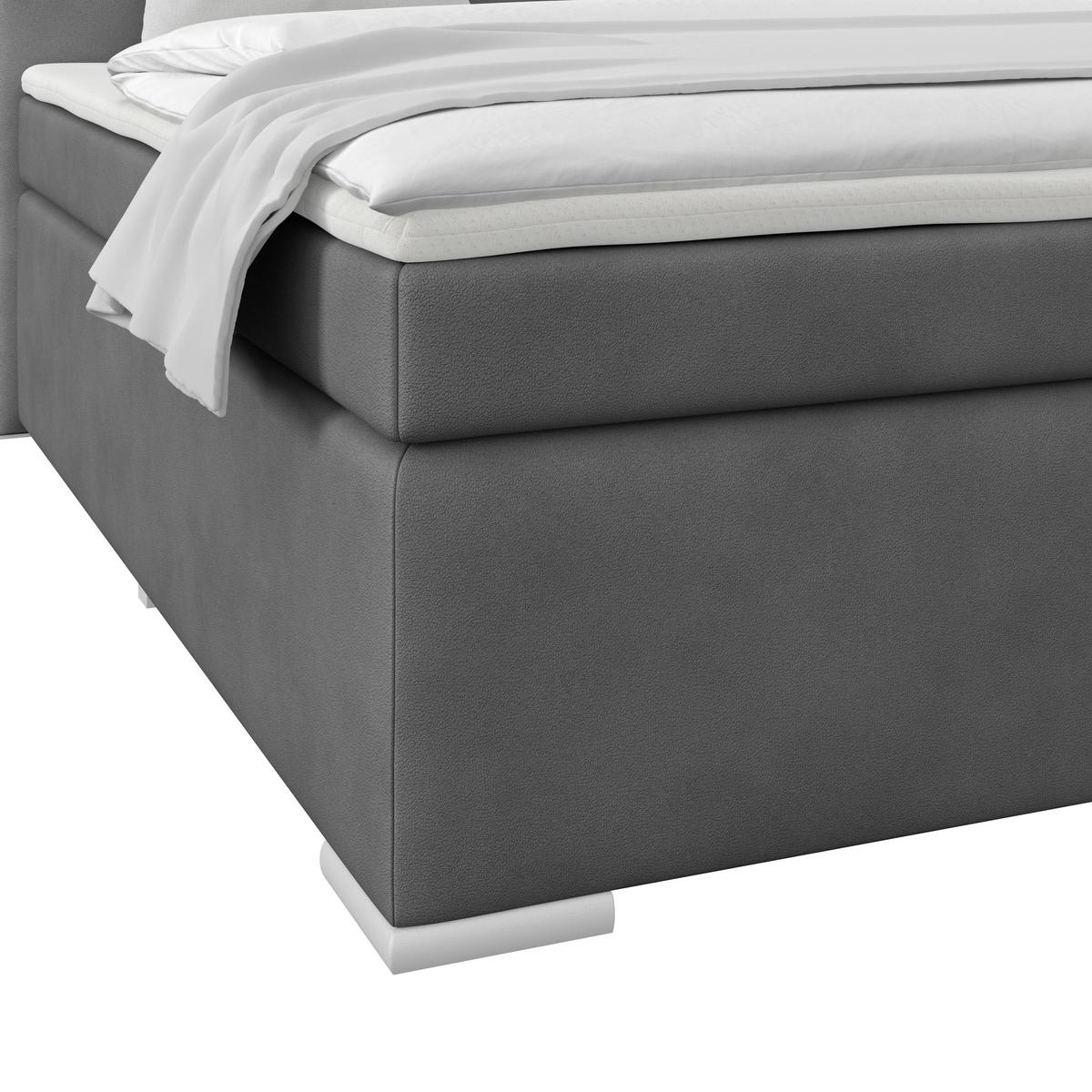Boxspringbett Mira 1 - Dunkelgrau, Basics, Holz/Kunststoff (180/200cm)