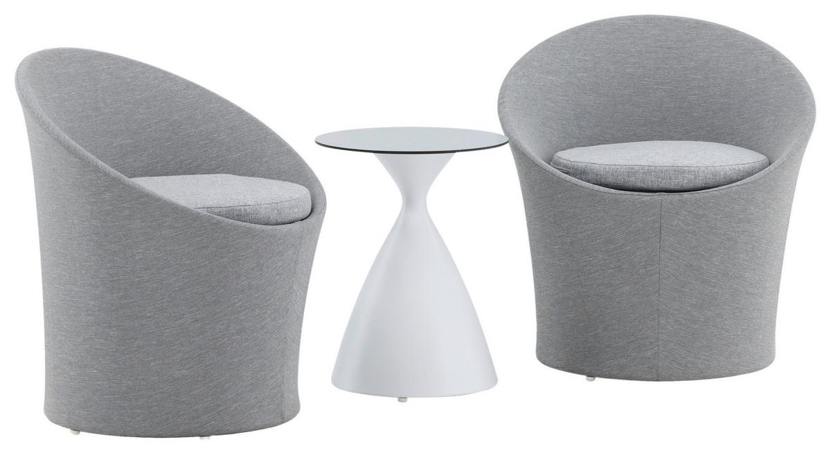 Gartenset Spoga - Weiß/Grau, KONVENTIONELL, Textil/Metall - Gardenson