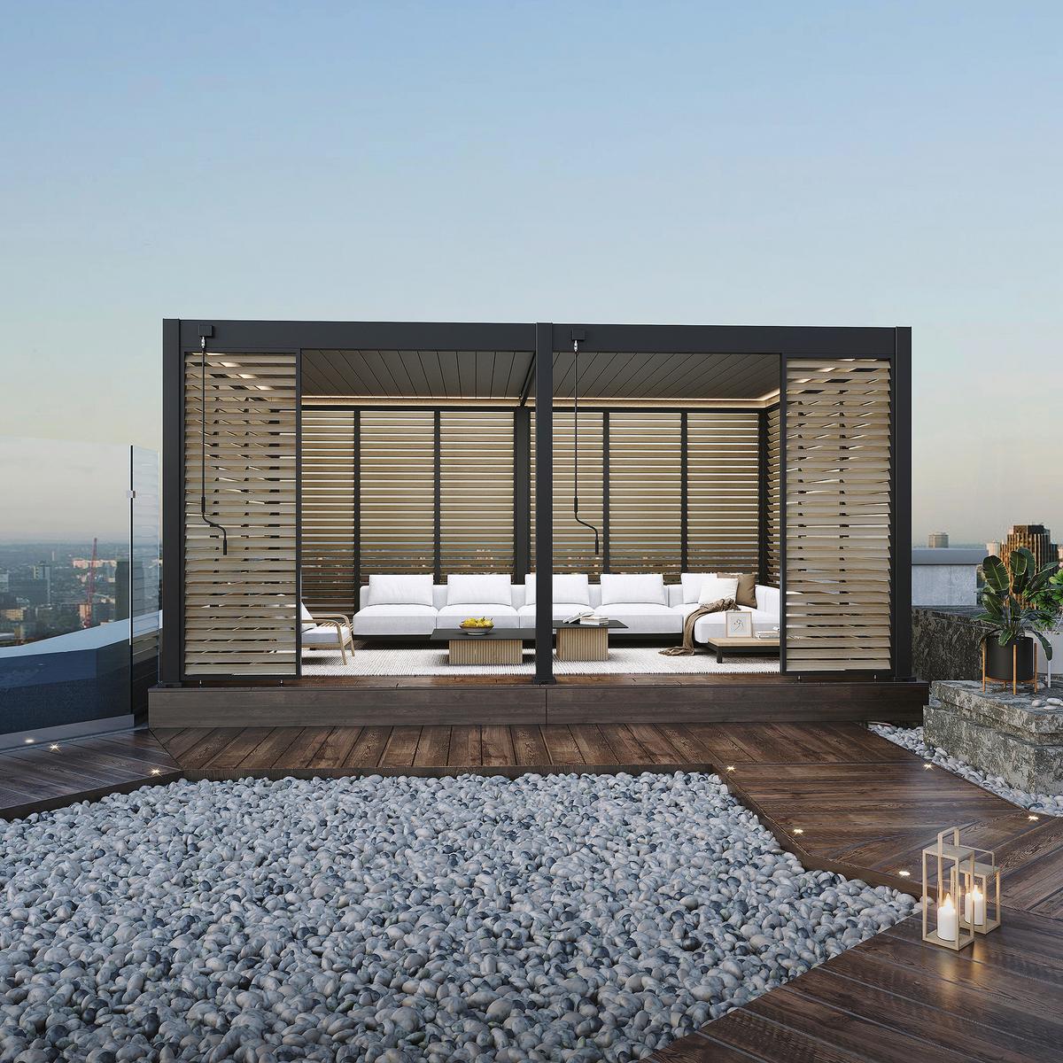 Pergola-Seitenteil 123x10 cm Naturfarben - Naturfarben, Basics, Metall (123/255/10cm) - Gardenson