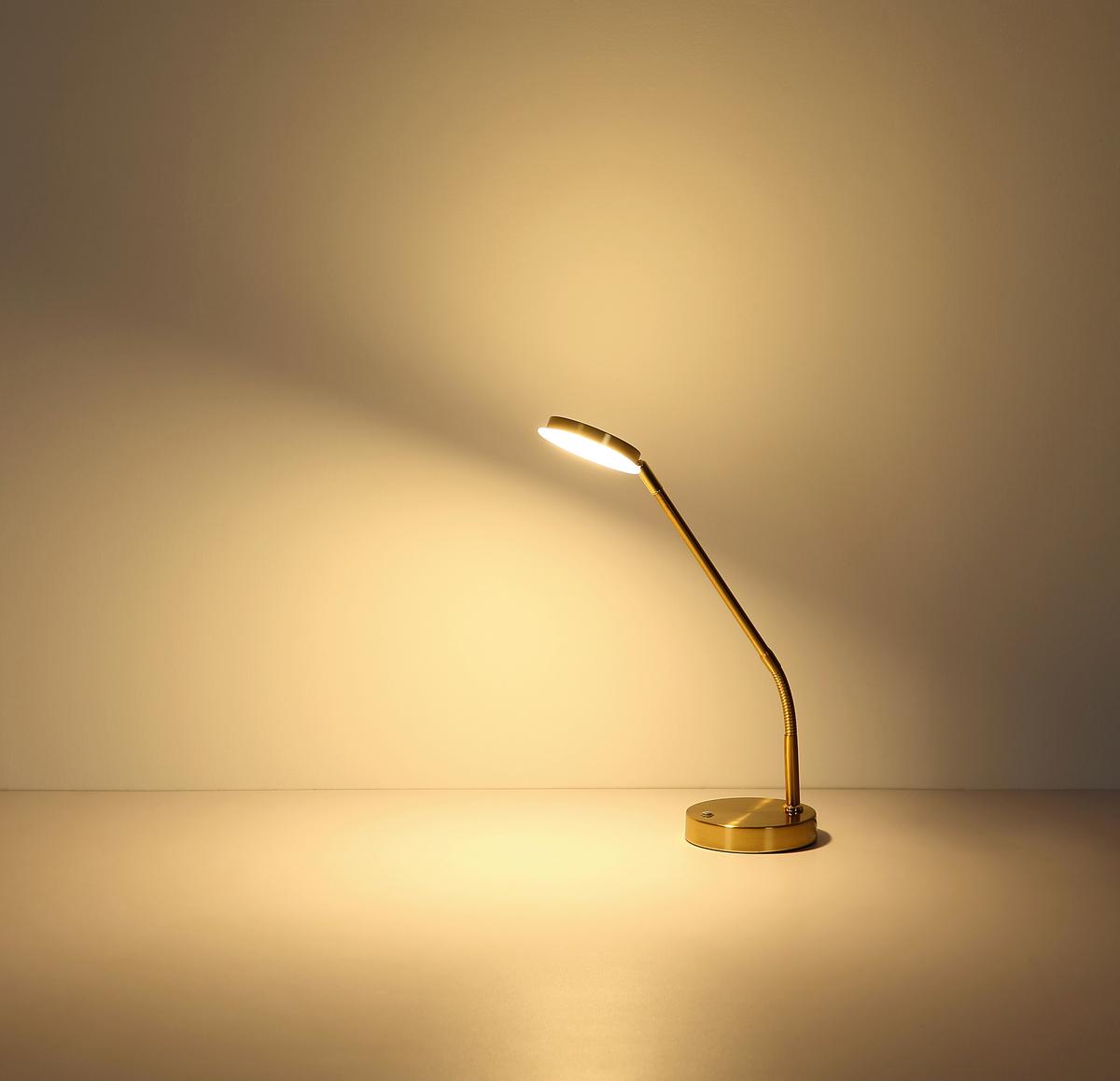 Led-tischleuchte Touchdimmer - Klar/Messingfarben, Design, Kunststoff/Metall (43/13/53,5cm) - Globo