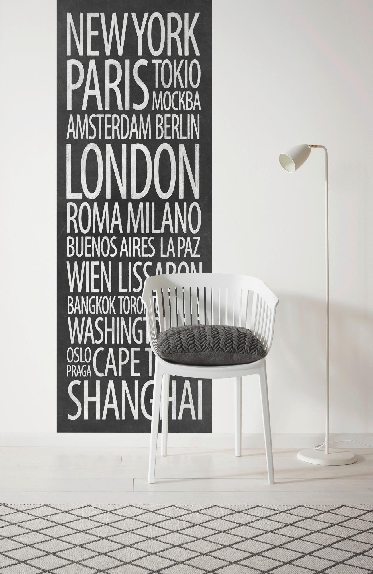 Vliestapete Jet Set - Schwarz/Weiß, Basics (100/280cm) - Komar