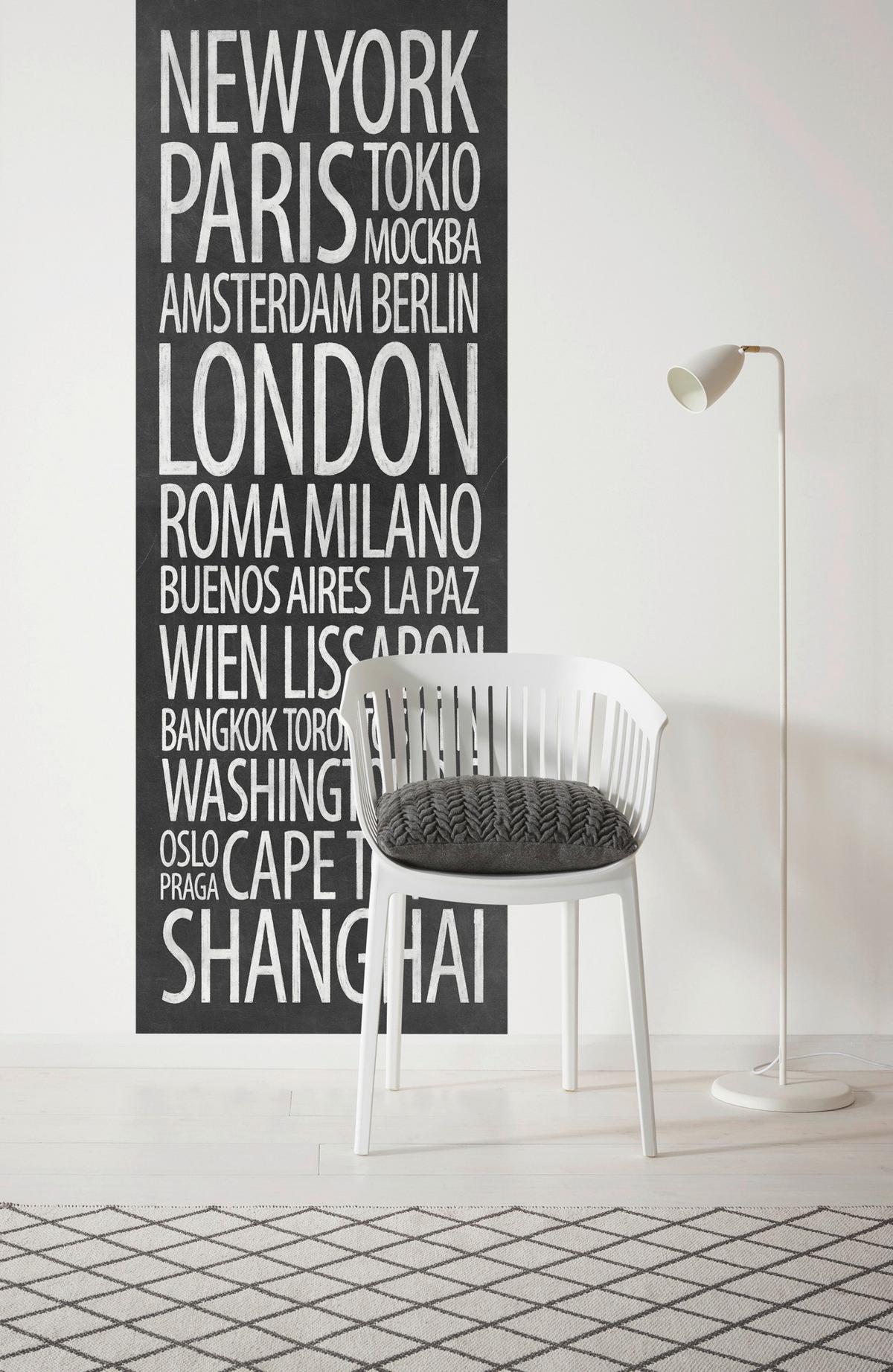 Vliestapete Jet Set - Schwarz/Weiß, Basics (100/280cm) - Komar