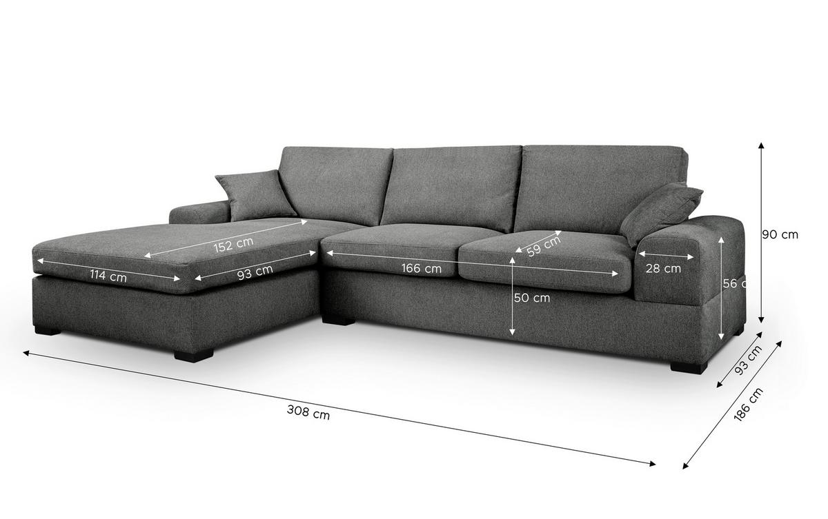 Ecksofa Veda Grau S: 308x186 Cm - Beige/Schwarz, Basics, Holz/Textil (308/186cm) - MID.YOU