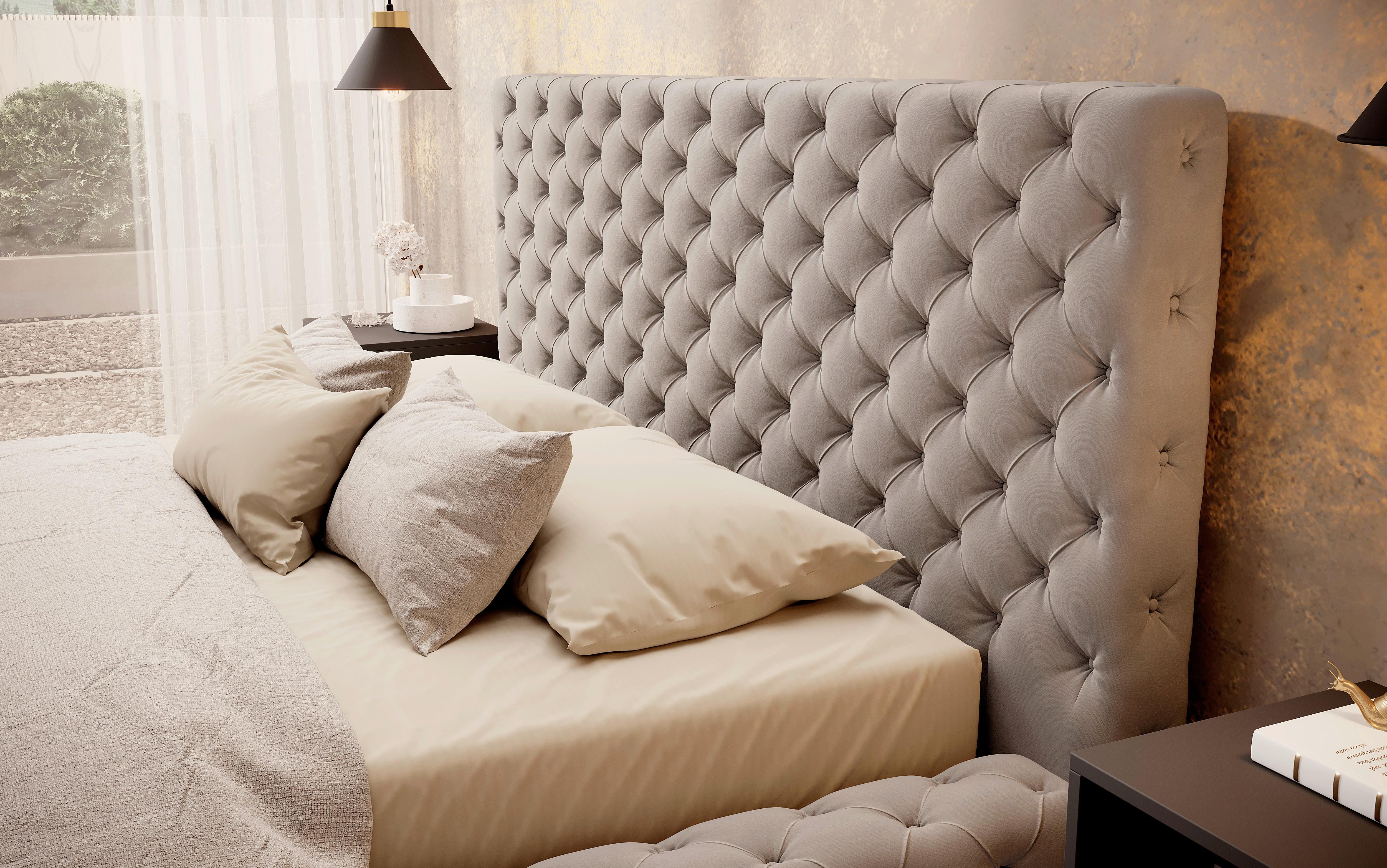 Polsterbett Princce Beige Lf: 180x200 Cm - Beige/Schwarz, MODERN, Holz/Textil (180/200cm) - MID.YOU