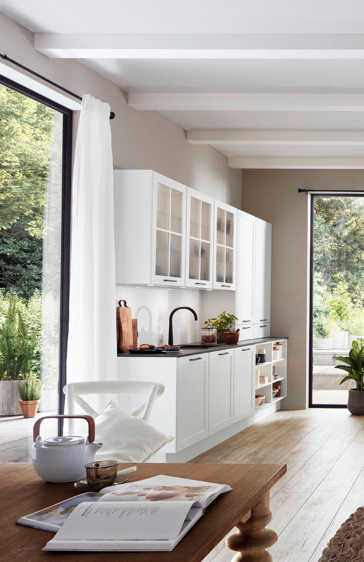 Einbauküche Neapel Frei Planbar Landhausstil - Eichefarben/Schwarz, MODERN, Holzwerkstoff - Vertico