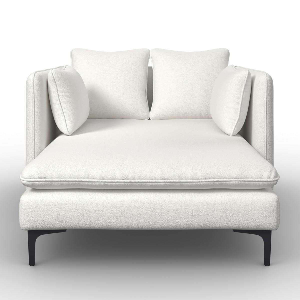 Relaxačné ležadlo SANDY, biela ženilka, max. 140 kg - čierna/biela, Modern, kov/drevo (120/74/160cm) - Bessagi Home