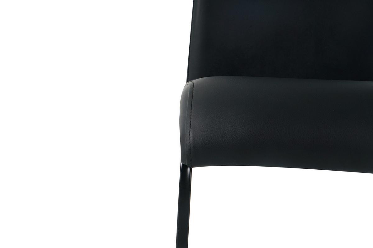 Stuhl-set Lederlook Schwarz, B: 42 Cm - Schwarz, Design, Kunststoff/Textil (42/98/56cm) - Livetastic