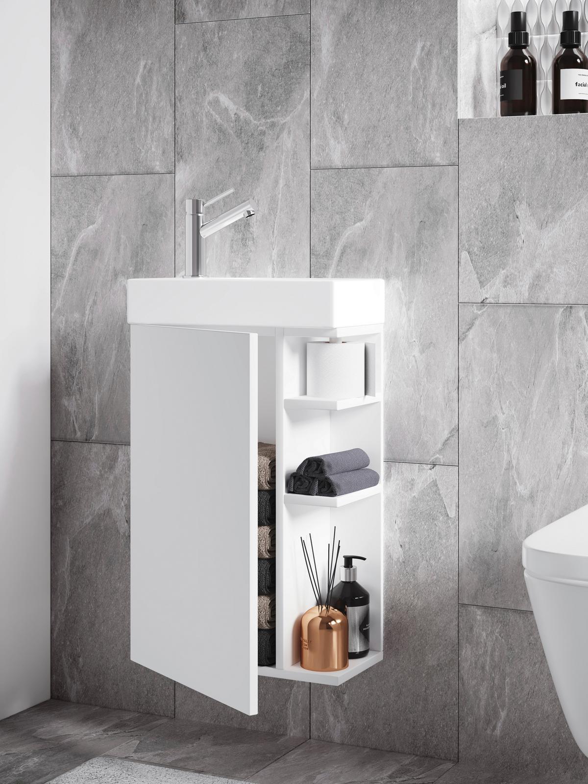 Waschtischkombi Lumia - Weiß, MODERN, Keramik/Holzwerkstoff (40cm) - MID.YOU