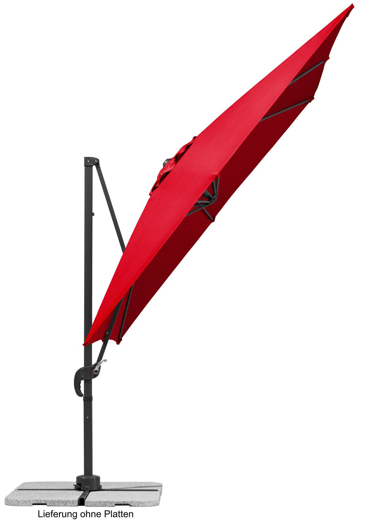 Ampelschirm Rhodos Junior BxHxT: 338x239x270 cm Rot - Anthrazit/Rot, Basics, Textil/Metall (338/239/270cm) - Schneider