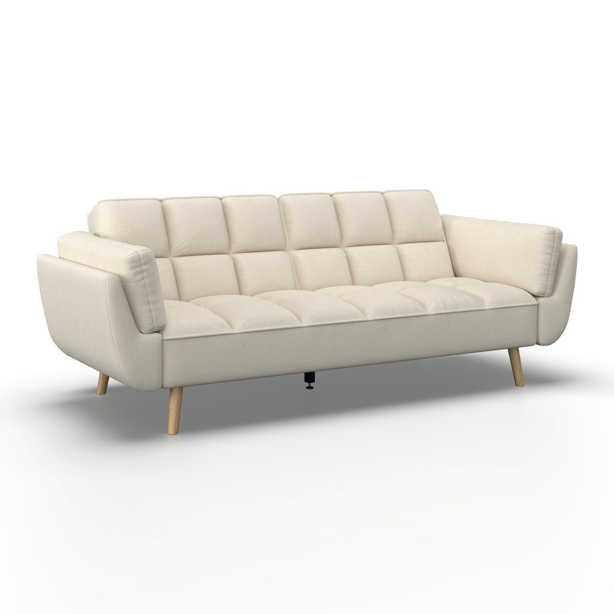 Rozkladacia pohovka CORA, krémová, max. 360 kg - krémová/prírodná farba, Modern, drevo/textil (214/92/81cm) - Bessagi Home
