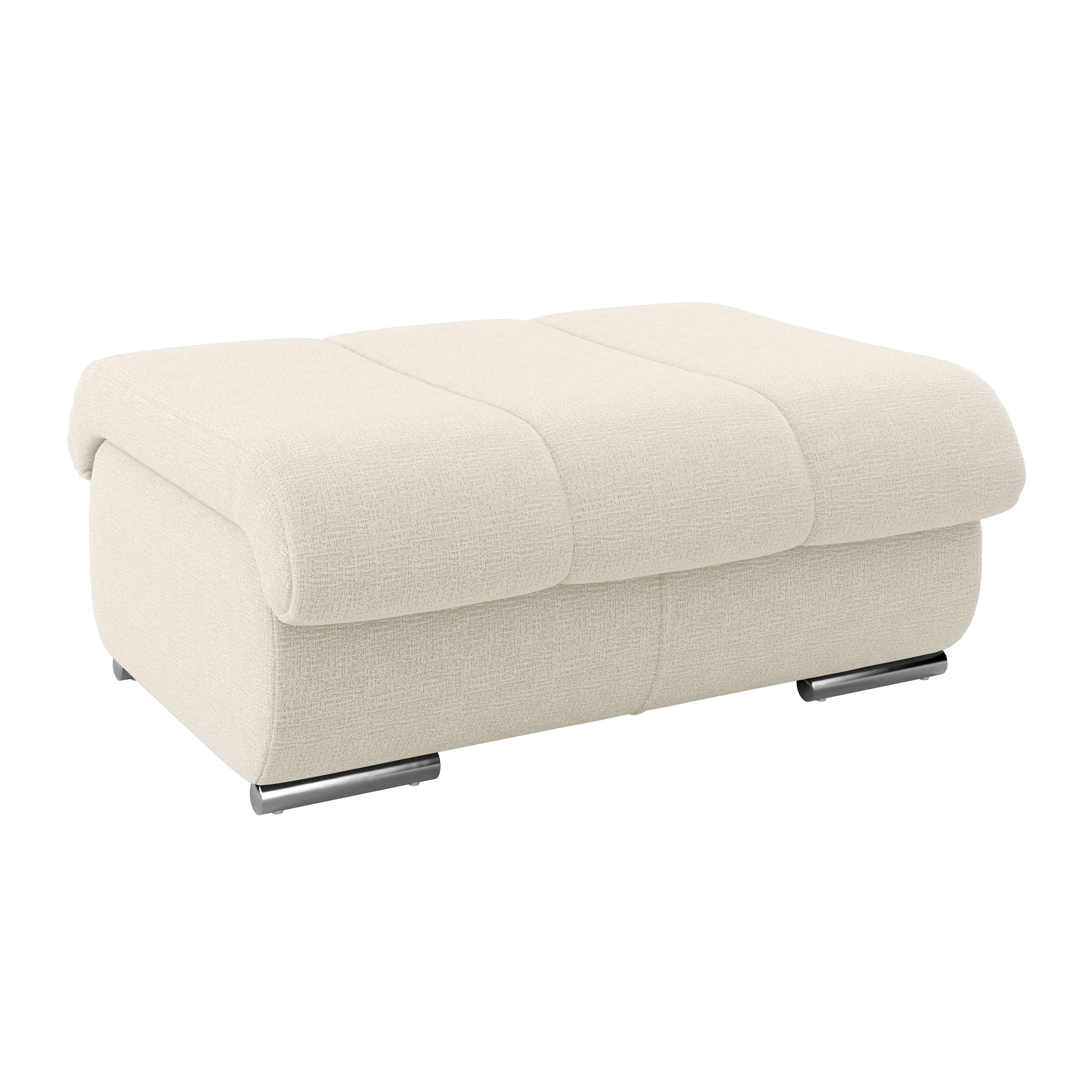 Hocker Multi elfenbeinfarbig, B: 100cm - Chromfarben/Elfenbein, MODERN, Textil (100/43/80cm) - Luca Bessoni