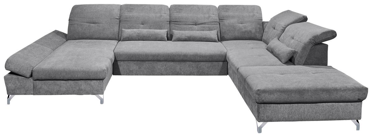 Ecksofa Melfi Dunkelgrau U: 168 Cm - Dunkelgrau/Silberfarben, MODERN, Textil (168/350/245cm) - MID.YOU