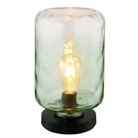 Tischleuchte 16046tg - Klar/Schwarz, KONVENTIONELL, Glas/Metall (19/32,5cm) - Globo