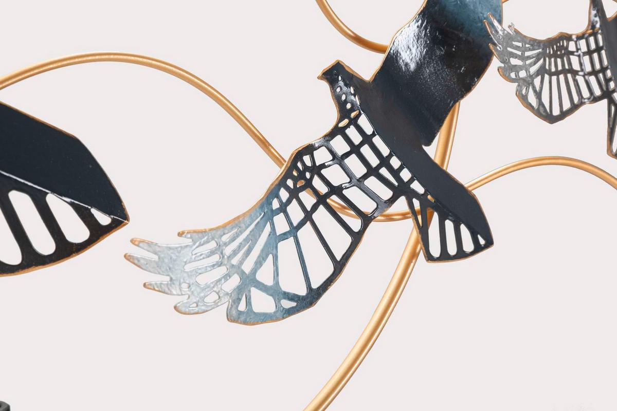 Wanddeko Bird Silber/goldfarben B: 91 Cm - Basics, Metall (91/50/7cm)