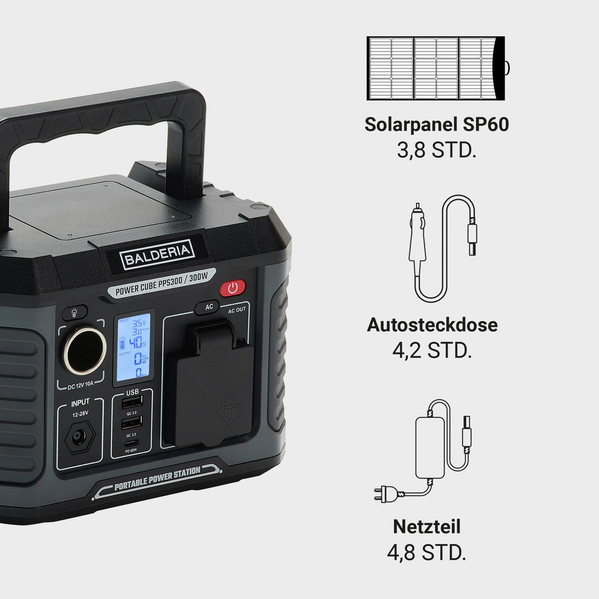 Powerstation Balderia Powercube - Schwarz/Grau, Trend, Kunststoff (19,2/14,8/14,2cm)