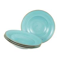 Pastateller Vintage Nature Türkis, Weiß 4--Teilig - Türkis/Weiß, Basics, Keramik (27cm) - Creatable