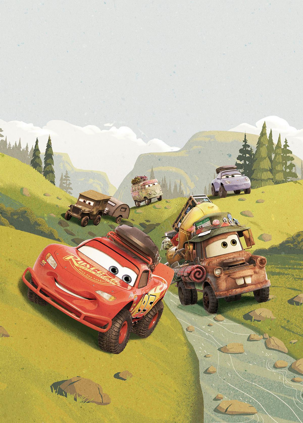 Fototapete Cars Camping - Multicolor, Trend, Textil (200/280cm)