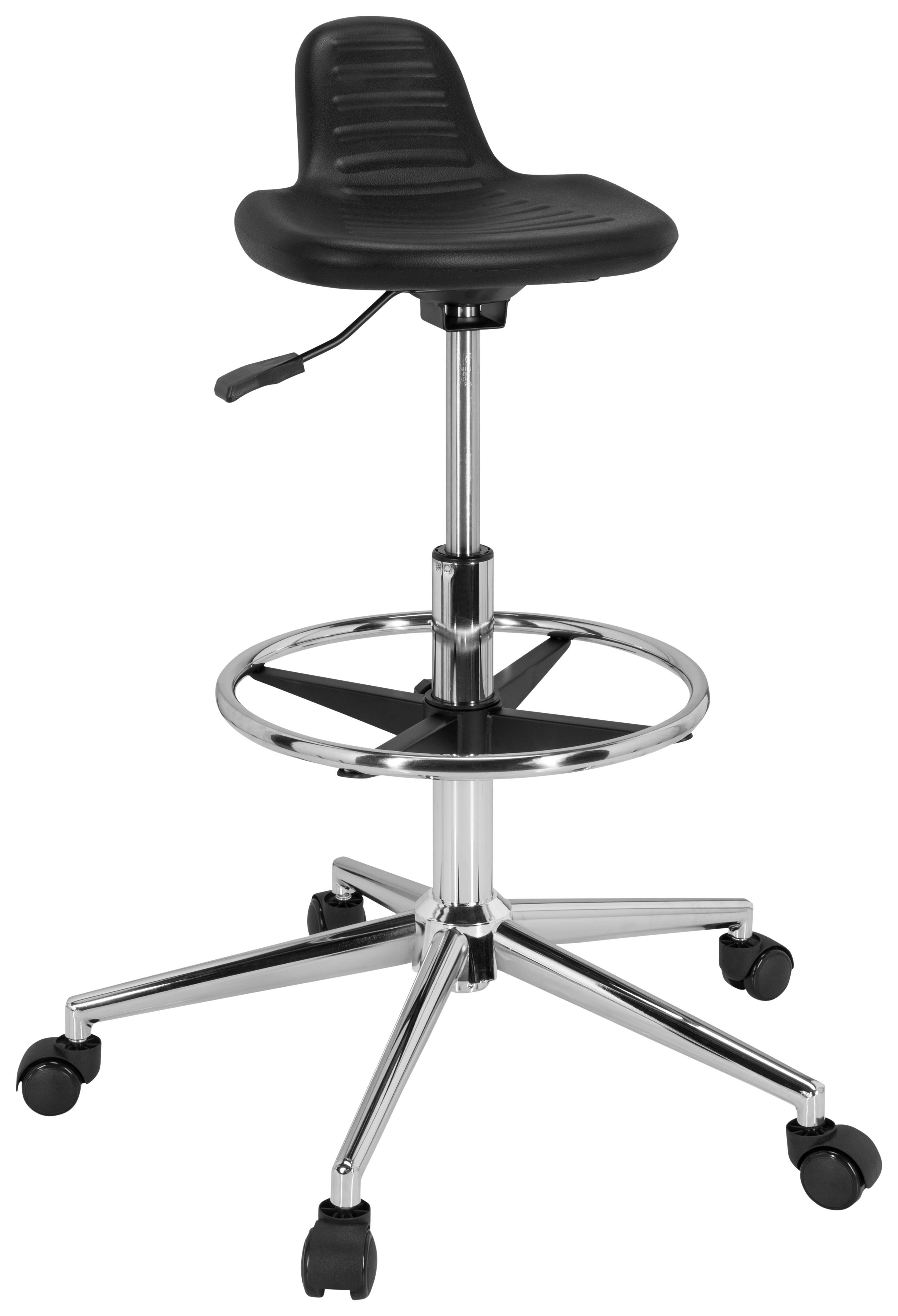 Bürohocker Top Work 03 Schwarz bis 100 kg - Silberfarben/Schwarz, Basics, Kunststoff/Metall (40/61/60cm) - MID.YOU