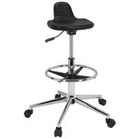 Bürohocker Top Work 03 Schwarz bis 100 kg - Silberfarben/Schwarz, Basics, Kunststoff/Metall (40/61/60cm) - MID.YOU