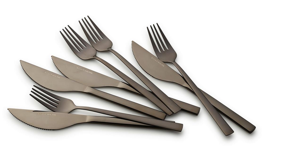 Pizzabesteckset 8-Teilig für 4 Personen - Schwarz, Basics, Metall (23cm) - Echtwerk