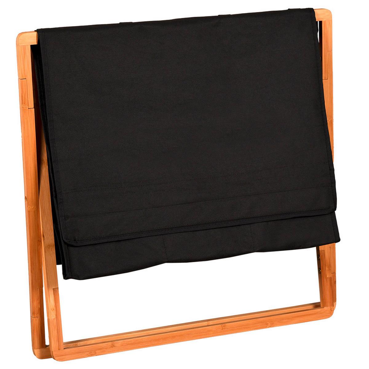 Wäschekorb Bambus Schwarz /Naturfarben 69x33x56,5 cm - Schwarz/Naturfarben, Basics, Holz/Textil (69/56.5/41cm) - Kesper