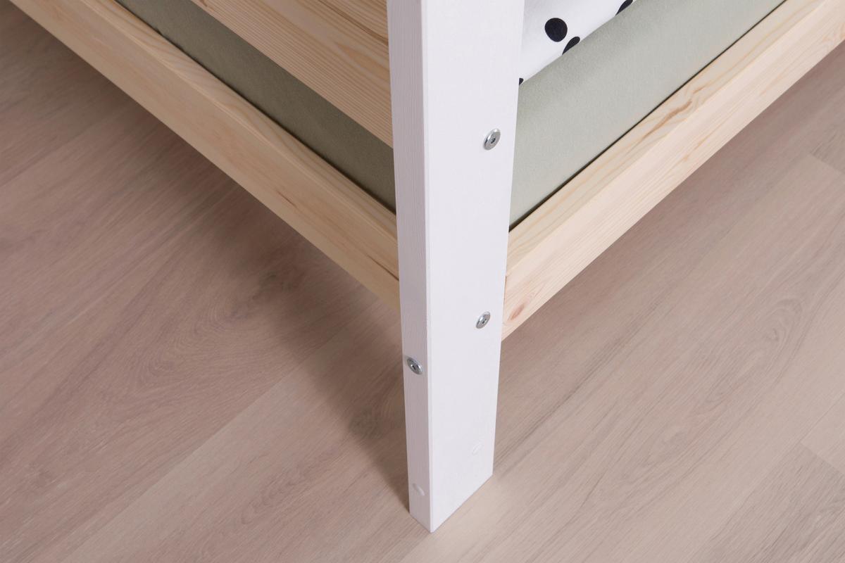 Bodenbett mit Matratze 90x200 cm Naturfarben/Weiß - Naturfarben/Weiß, MODERN, Holz/Textil (90/200cm) - MID.YOU