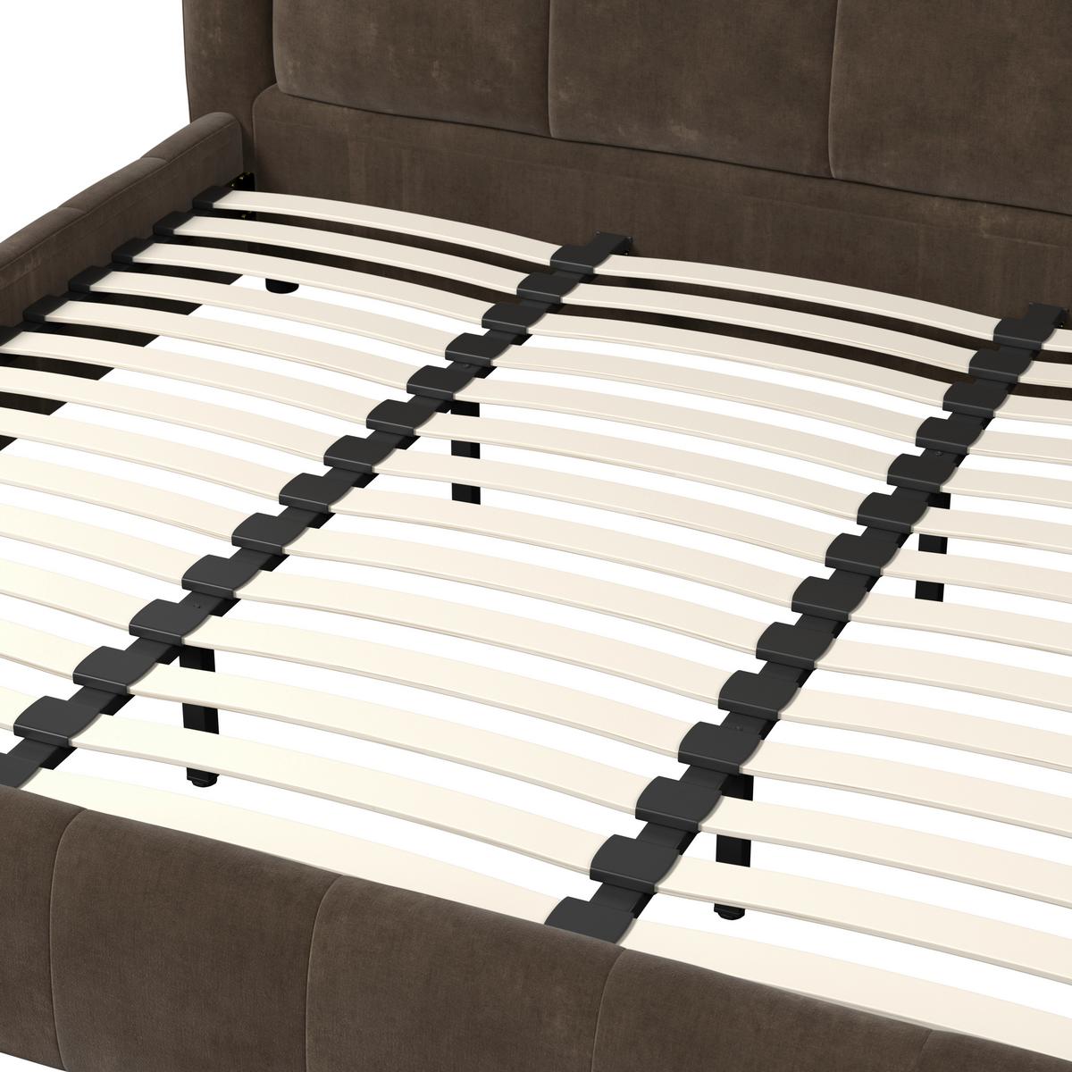 Čalúnená posteľ ANTON 160x200 cm, sivá - hnedá/svetlohnedá, Modern, kov/drevo (160/200cm) - Bessagi Home