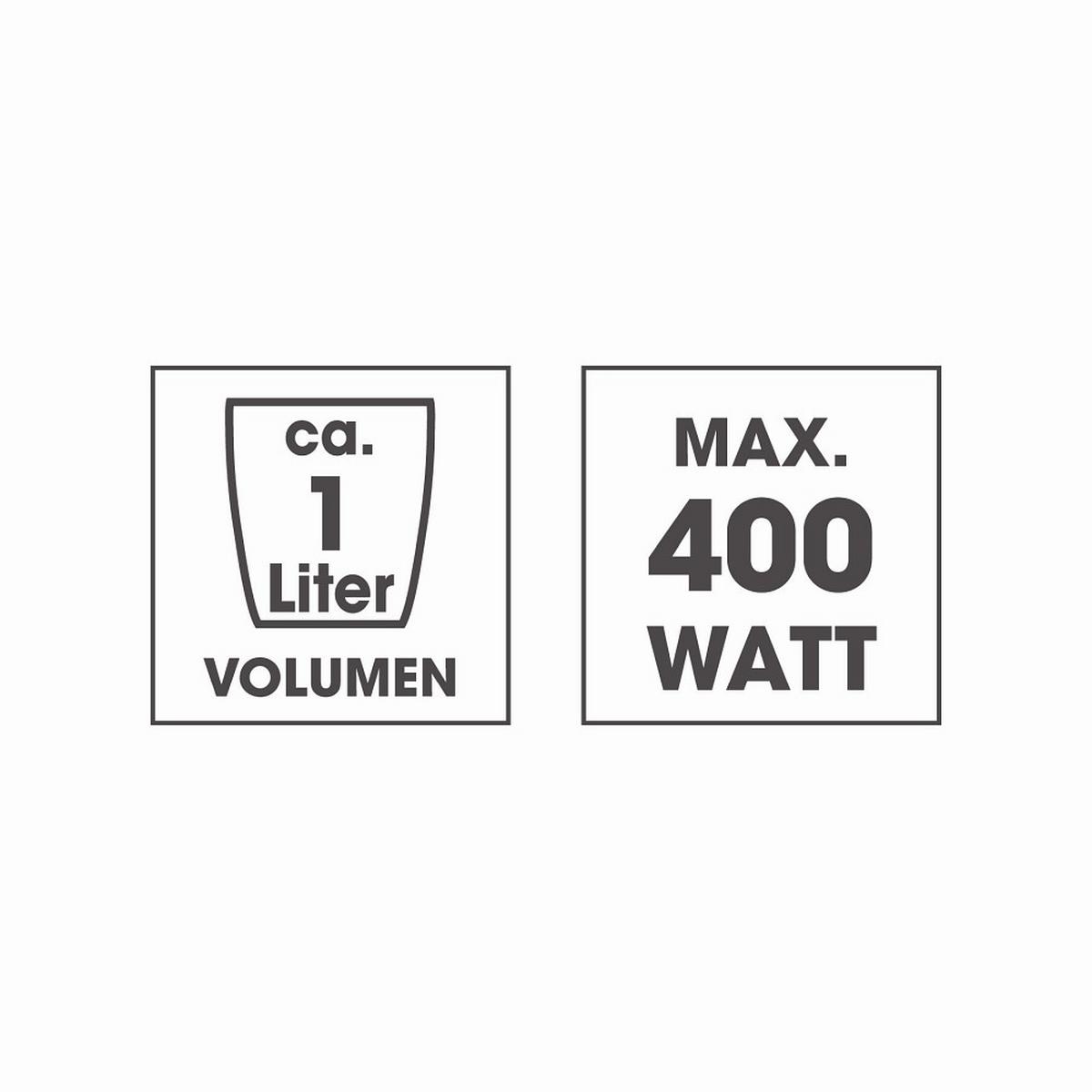 REISKOCHER 400W, 1 Liter Garraum - Schwarz, Basics, Glas/Kunststoff (24/25,5/24cm) - GOURMETMAXX