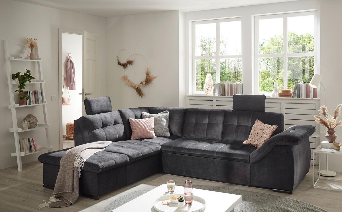 Ecksofa Estrella Schwarz S: 217x283 Cm - Schwarz, KONVENTIONELL, Textil (217/283cm) - MID.YOU