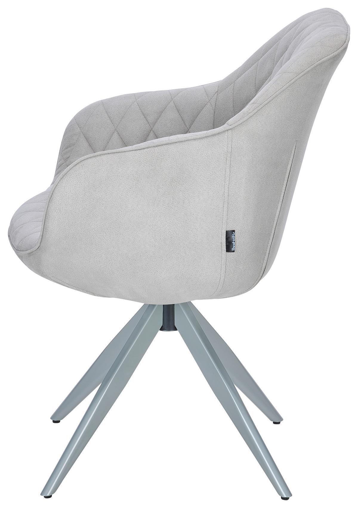 Armlehnstuhl Adriano Hellgrau Gepolstert - Hellgrau, MODERN, Textil/Metall (59/84/59cm) - Livetastic