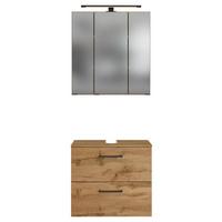Badmöbel-Set 2-Tlg. inkl. LED Manchester B: 60cm Eichefarben - Eichefarben, MODERN, Holzwerkstoff (60cm) - Held