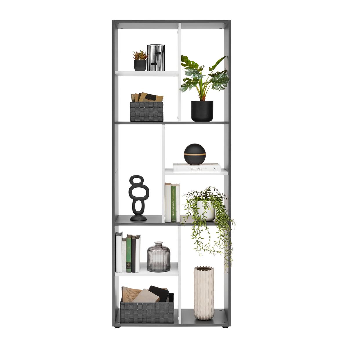 Regal Ibiza antracit/bílá - černá/kašmírová, Konvenční, kompozitní dřevo (71/186/33cm) - Mömax