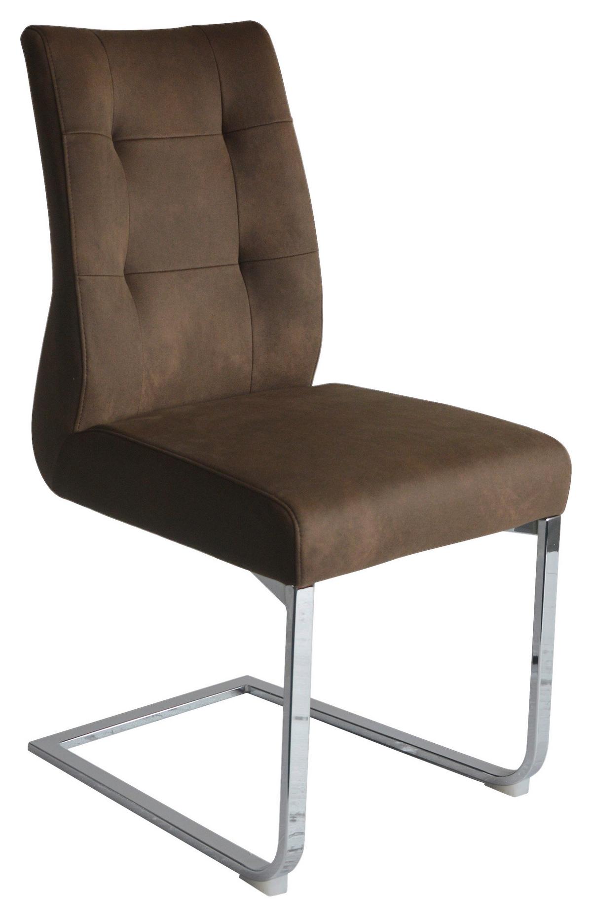 Schwingstuhl-Set Marlen XXL Braun/Silberfarben B: 47 cm - Silberfarben/Braun, LIFESTYLE, Textil/Metall (47/96/62cm) - MID.YOU