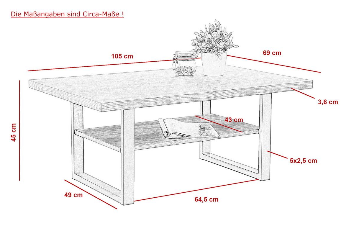 Couchtisch Anton Holz Dekor - Schwarz, MODERN, Holzwerkstoff/Metall (105/69/45cm) - MID.YOU