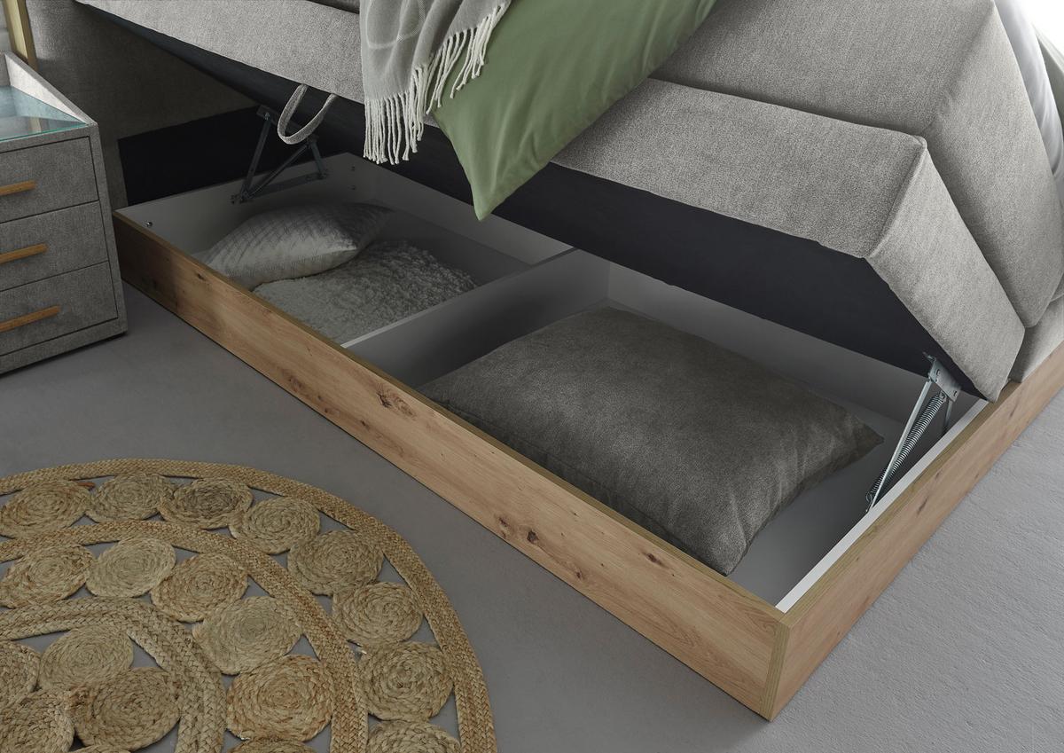 Boxspringbett Mit Topper & Bettkasten 180x200 Preston - Hellgrau, MODERN, Holz/Holzwerkstoff (180/200cm) - Livetastic